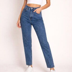 Zara High Rise Straight Leg Jeans Size 2 Medium Wash Classic Denim